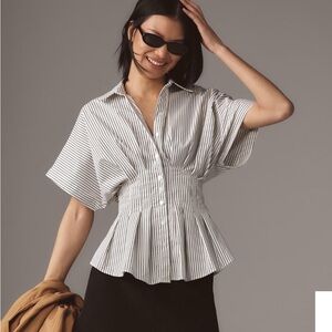 Anthropologie Exquise Striped Button-Up Blouse